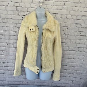 Romeo and Juliet couture rabbit trim knit pull over sweater size large